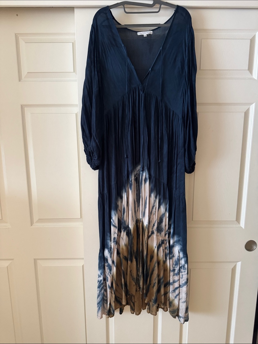 Young Fabulous & Broke Navy Maxi Dress with Tan Tie-Dye
